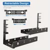 No Drilling Extendable Under Desk Cable Management Metal Tray With Clamp Retractable Power Strip Cord Holder 240506