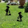 Figurine decorative Girl Silhouette Garden Sign with Stakes Insert Decoration per casa Patio Casetto Yard Lawn Art Decor Spring