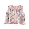 Women's Tanks Women Sleeveless Crop Top Vests Crocheted Flower Sequins Button Up Cardigans