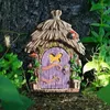 Dekoratif Figürinler Ahşap Peri Elf Kapı Minyatür Dollhouse Bahçe El Sanatları Masalları Dekorasyon Süsleri Açık Mekan Heykel