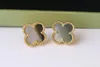 Designer Clover Stud Earrings Retro Clover Back Pearl Mother Stainless Steel Gold Studs Wedding Jewelry Gifts