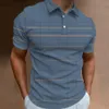Fashion Business Stripe Print Polo Shirt Summer Short Sleeve TShirt Line Pattern Top Casual Mens Large Size Clothes 240507