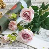 Fleurs décoratives 10pcs / lot!En gros très belle 6 têtes artificielles de fleur de rose faux mariage de soie maison