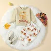 Giyim setleri Pudcoco kız bebek erkek çocuk 2pcs şükran kıyafeti sevimli mektup hindi uzun kollu sweatshirt pantolon set bebek sonbahar kıyafetleri 0-18m