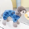 Собачья одежда зимняя комбинезонная клетчатая клетчатая тепловая флисовая пижама для маленьких собак холодная погода Компания