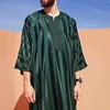 Vêtements ethniques 2024 MEN MENAL MUSLIMENT MASSIQUE ISLAMIQUE brodé Jubba Thobes Homme Marocain Kaftan Eid Prayer Long Robe Robe