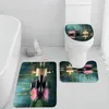 Badmatten Zen Non-Slip Mat Set Green Bamboo Lotus kaarsen Meditatie Badkamer Decoratie Boeddha Huis Tapijt Tapijt Toilet Deksel Cover