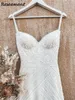 Cinghie spaghetti boho Appliques abiti da sposa sirena in pizzo sweep train da sposa abito da sposa vestido readele senza schiena