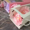 Flower Bag Ribbon Gift Box Window Transparent Single Stem Bag for Mother's Day Bouquets Valentine's Day Handheld Bag j08