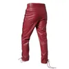 Men's Pants 2024 New Hot Selling Mens Gothic Leather Pants Fashion Shoulder Straps Rock Motorcycle Leather Pants American PU Leather PantsL2405