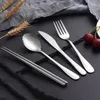 Couteau en acier inoxydable cuillère Set Étudiant Étudiant Portable Table Volisse Cake Dessert Fruit Forks Trave