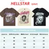 Hellstart Shirt Designer T-shirts Graphic Tee Vêtements Vêtements Hipster Lavage en tissu en papier d'aluminium Impression Vintage Black Loose Flat plus taille Hellstarr 832