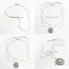 Collana delle catene 2 PC/set Fashion Blue Stone Gold Gold Metal Chain Collane per donne Weave Weave Resin Big Pendants Drop Deli Dhzw7