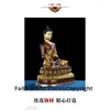 Decoratieve beeldjes 45 cm groot boeddhisme vergulden boeddha -standbeeld Asia Tibet Home Tempel Altaar Zegene veilig gezonde apotheker Bronze