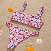 Kadın Mayo Kelebek Bikini Pembe Mayo Kırpılmış Kayışlar Kadın Moda Tanga Y2K Yüzme Takımı İki Parça Bikinis Beach Giyim