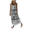 Kvinnors avslappnad tryckt svängklänning Sommarstrandklänning Maxi Swing Dress Belt Bohemian Womens Casual Dress Mother 240509
