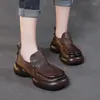 Sapatos casuais Plataforma feminina CHIDO Feminino de couro antiquado para os idosos