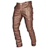 Pantalon masculin nouveau pantalon en cuir masculin noir / rouge / marron