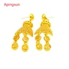 APingxun Design Double People 24k Gold Color Collier Boucles d'oreilles Bijoux Set French Royaume-Uni Femmes Bridal Mom Wife Cadeaux 240506