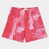 Shorts masculinos praia de verão solto de fitness seco de fitness, executando shorts de esportes de corrida casuais masculinos Padrão de onda de cor de amarração de cor sólida