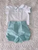 Kledingsets babyjongens peuterpak wit shirt groen shorts broer zus zus bijpassende kleding set bruiloft outfit