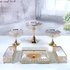 Plats Assiettes 6pcs Miroir or Metal Round Cake Stand Wedding Birthday Party Party Cupcake Pied Afficher Plaque à la maison DÉCOR 238E