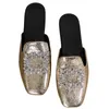 Chaussures féminines Fashion Square Toe Ladies Slippers Automne fermé ramifications décontractées confortable grande taille Flash Femmes Slippers 240509