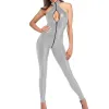 Frauen glänzend Kunstleder -Tank -BodySuits ärmelloses nass Look Overall Sexy High Neck Zwei Reißverschlüsse CatSuit 7xl