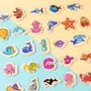 Montessori Holzmagnetfischereispielzeug für Baby Cartoon Marine Life Cognition Fish Games Bildung Eltern-Kind Interaktiv 240510