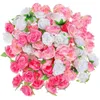 Decoratieve bloemen Diy Rose Flower Heads Kleine theebudkruidgordijnsimulatie (wit roze rand stip roze) driekleurige gemengd pakket 100 per