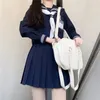 Одежда набор темно-синий три ортодоксального JK Школьная форма девчонки S-XXL в стиле колледжа Sailor Sailor Summ Suit женский рубашка с плиссированной юбкой