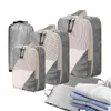 Förvaringspåsar 4/5/6st Folding Travel Organizer Suitcase Packing Cubes Set Cases toalettartiklar för klädskobagage