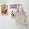 Storage Bags Embroidered Mesh Flower Light Clear Tote Floral Simple Shoulder Beach Eco Fruit Bag Purse For Girl