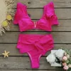 Solid New Color Split Women S Heavy Industry Line Pressioning Ruffle Edge Sexy Bikini Swimsuit Exy Wimsuit
