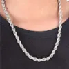 Full Iced Out Hip Hop Jewelry Moissanite Halsband Sterling Sier 8mm Twisted Diamond Rope Chain