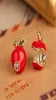 Fashion lovely red drops of glaze asymmetric apple crystal stud earrings for women Cheap Jewelry Accessories Whole6899414