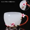 Becher Emaille Handgriff Tea Tasse weibliche kreative Blumenhaushalte Becher Brauen glasierter Kristallglas