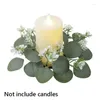 Fleurs décoratives Couronne de verdure artificielle pour les chandelles fausses feuilles de 25 cm d'anneau de bougie guirlandais fête des christams décorations de table