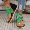 Sommer Flat Women Flip Flops Leopard Gladiator Sdanls Open Toe Non-Slip Beach Slipper Schädel Druck Römische Sandalen weiblich