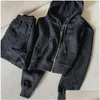 Women Tracksuits Tracksuit 2 -częściowy stroje wiosenne moda chuda z kapturem krótka kurtka i szorty dzianina Jacquard Designer Fall w otzft