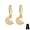 Boucles d'oreilles en peluche Cuivre Copper Zircon Moon and Star Drop For Women Girls Gold plaqués Hooks Huggie Fashion Jewelry Ersz37