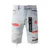 Lila Designer Herren Jeans Shorts Hip Hop Casual Short Knie Lenght Jean Kleidung 29-40 Größe Hochwertiger Shorts Jeanspants