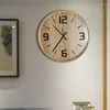 벽 시계 12.6 인치 나무 원형 시계 현대 조용한 배터리 작동 장식 장식