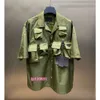 2024SS Designer Summer Men's Fashion Casual Short Shirt Shirt Pure Cotton Pocket Military Green Shirt Half Sheeves Helft Sheebs Up Shirt Men Men Sirhshirt