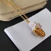 Women Luxury Designer Double G Letter Brass Pendant Necklaces Chain 18K Gold Plated Crystal Rhinestone Choker Copper Necklace Wedding Party Jewerlry Accessories