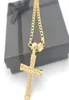 Cross 24 k Solid gold GF charms lines pendant necklace Curb Chain jewelry factory wholesalecrucifix god gift3238200