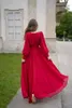 Robes de fête Jamerary Mariffon Red Robe Femme Spring Automne Automne Lantern Lantern Long Long Line