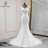 Nouveau mariage élégant Viens de mariage en V Verains de robe de mariée Applique Sirène Vestido Novia 342K