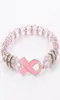 Bröstcancermedvetenhet pärlor armband rosa band armband glas kupol cabochon knappar charms smycken gåvor till flickor kvinnor626464721236