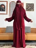 Vêtements ethniques 2 pièces Set Abaya Khimar Set High Quty Nida Muslim Femmes Long Slve Two Piece Prayer Hijab Robe Islamic Clothing T240510